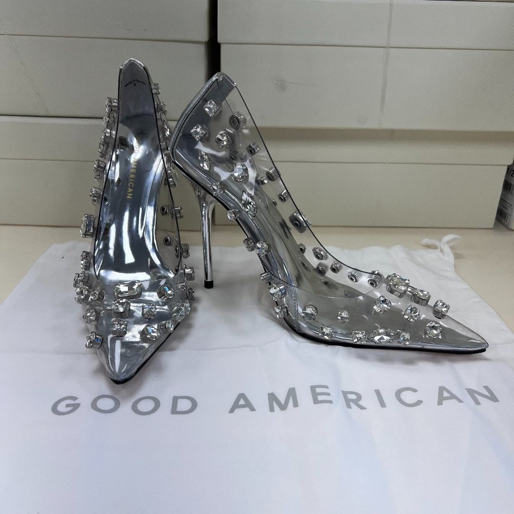 Good American - Diamonds Forever Silver Heel size 7